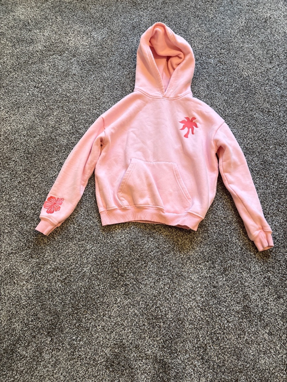 Pink Palm Puff Everything Comes In Waves Pink Hoodie